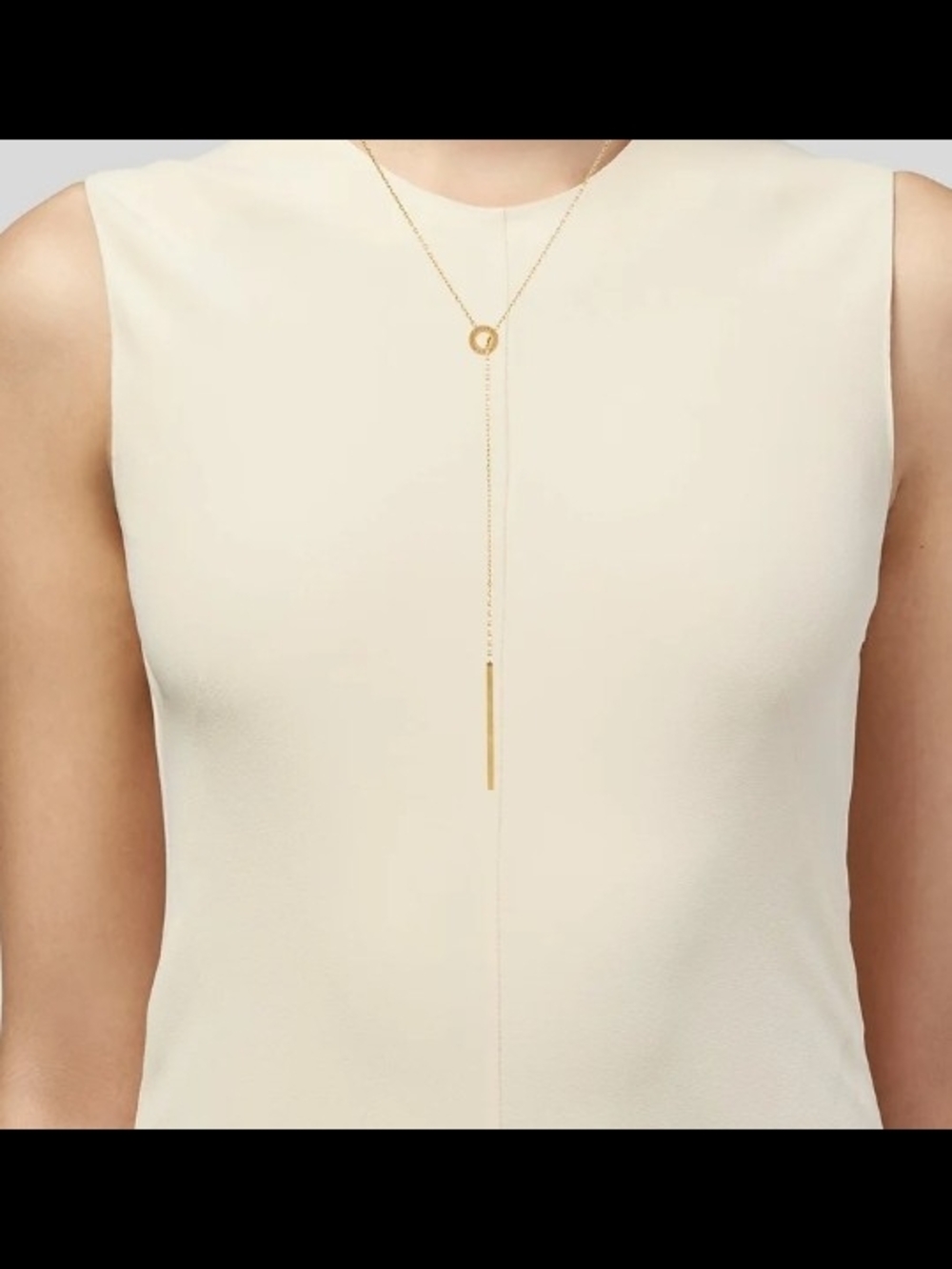 Michael Kors Gold Lariat Necklace with Ring Slider and Bar Drop - Picture 8 of 8